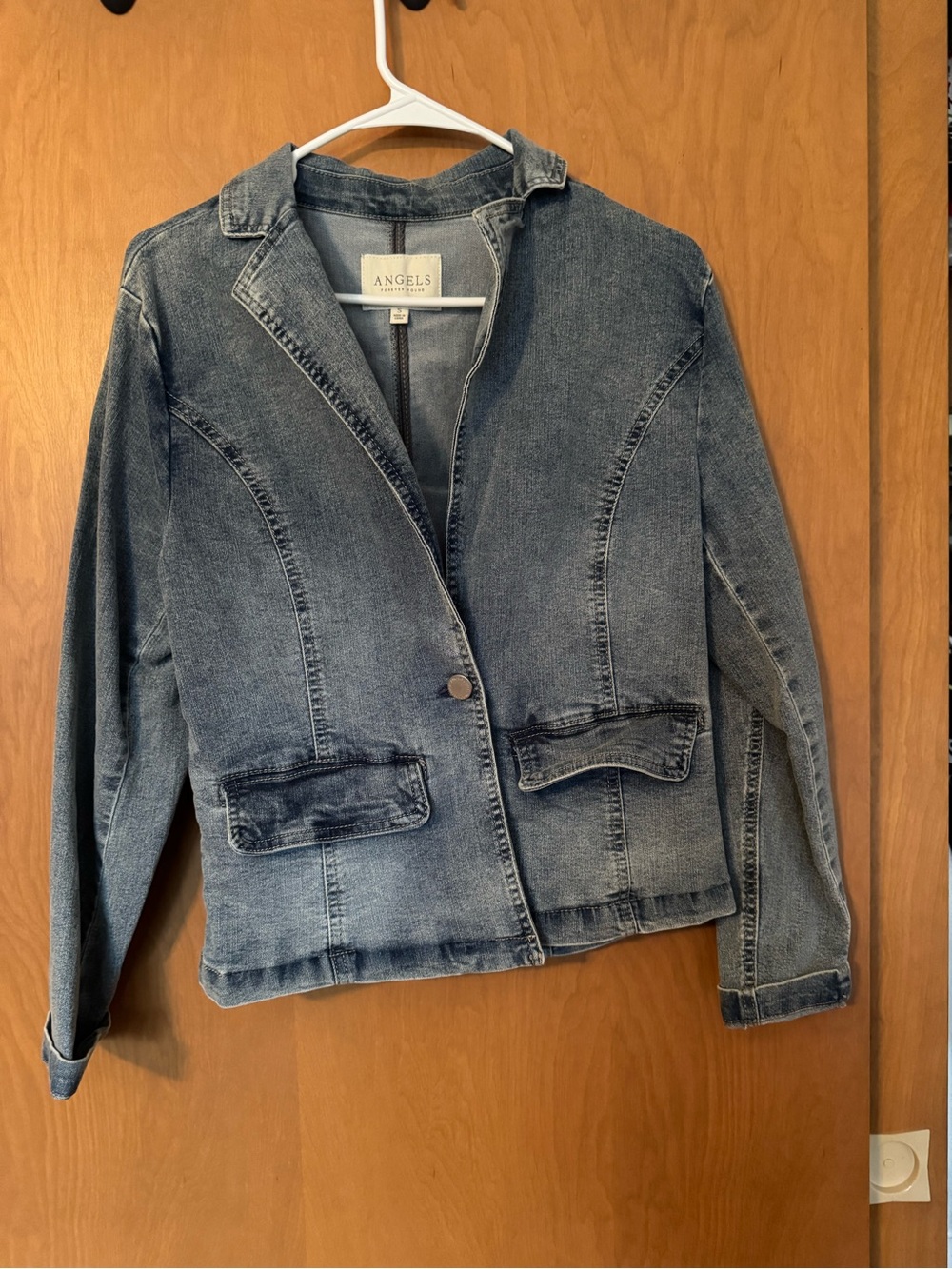 Angels Faded Blue Denim Blazer Jacket